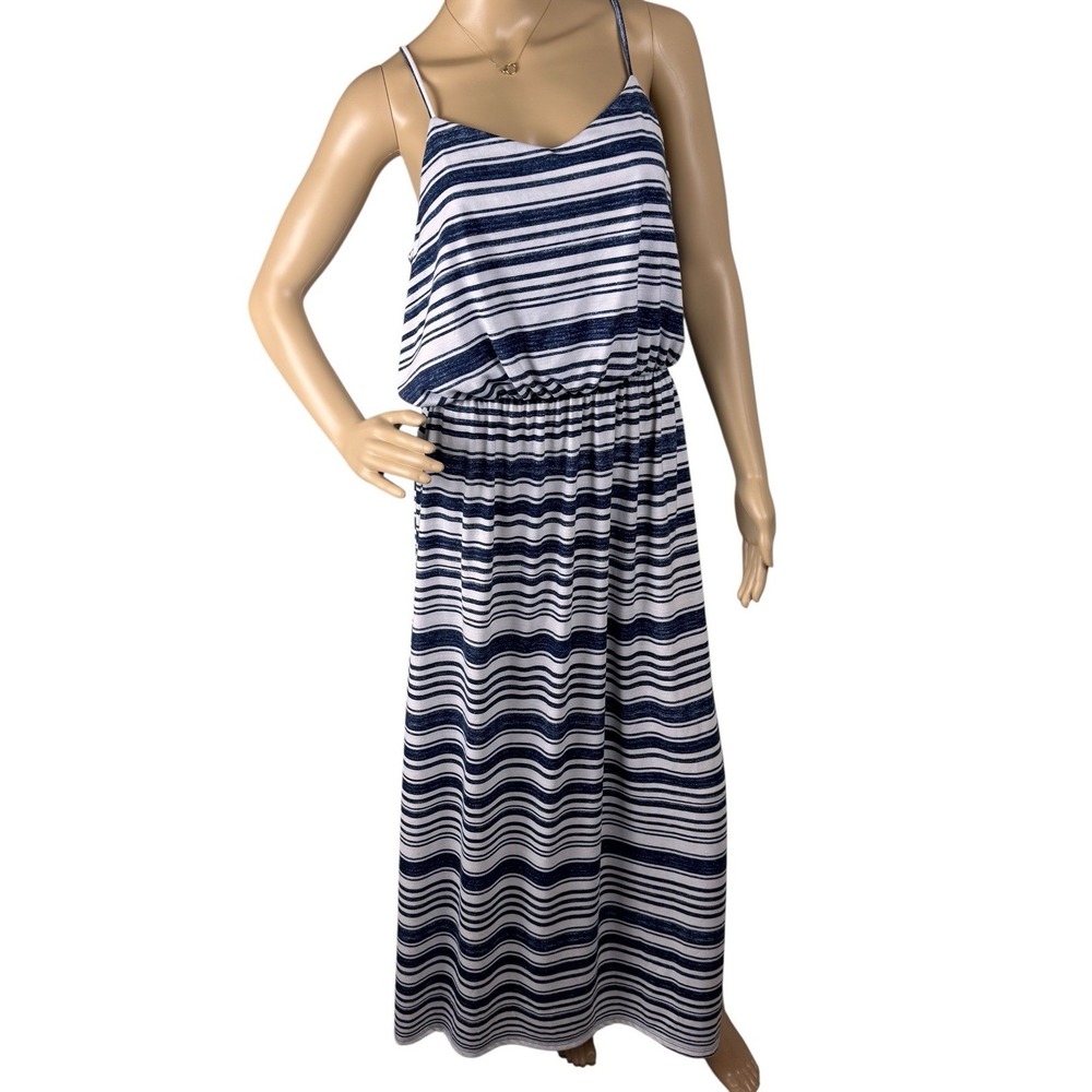 Soma Navy and White Striped Maxi Dress